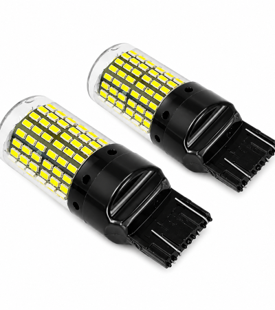 Par de Focos Mini LED T20 12V W21W/5W 144 LED Color Blanco con Lupa