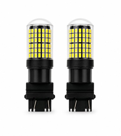 Par de Focos Mini LED 3157 12V  21W/5W 144 LED Color Blanco con Lupa