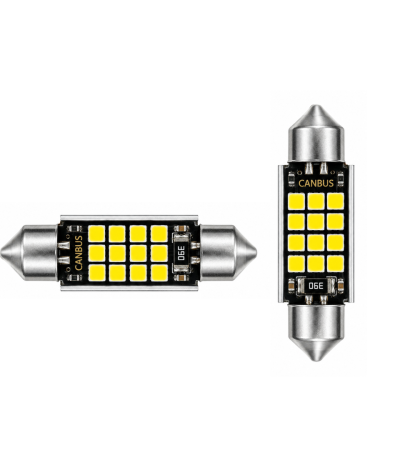 Par de Focos Mini LED Festoon Canbus Luz Blanca Para Interior Auto color Blanco
