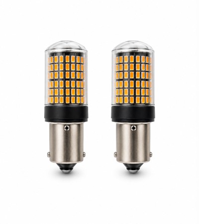 Par Focos Mini LED Direccional 1156 Ba15s Ámbar Lupa