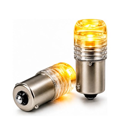 Par de Focos Mini LED Direccional 1156 Ba15s Estrobo Ámbar 