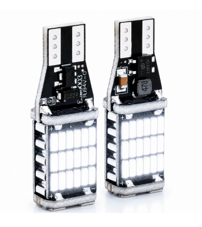 Par de Focos Mini LED con Cambus Pellizco T15 para Auto Luz de Freno Color Blanco
