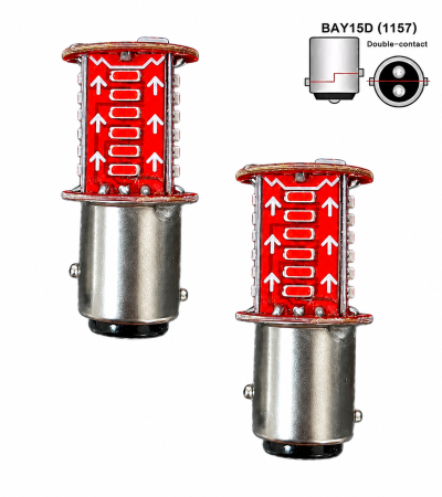 Par de Focos Mini LED Direccional 1157 Ba15d Color Rojo Estrobo Con Secuencia