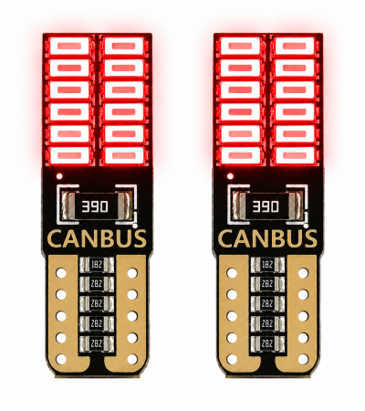 Par de Focos Mini LED Pellizco T10 Con Canbus Color Rojo