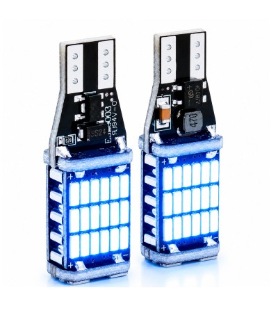 Par de Focos Mini LED con Cambus Pellizco T15 para Auto Luz de Freno Color Azul 