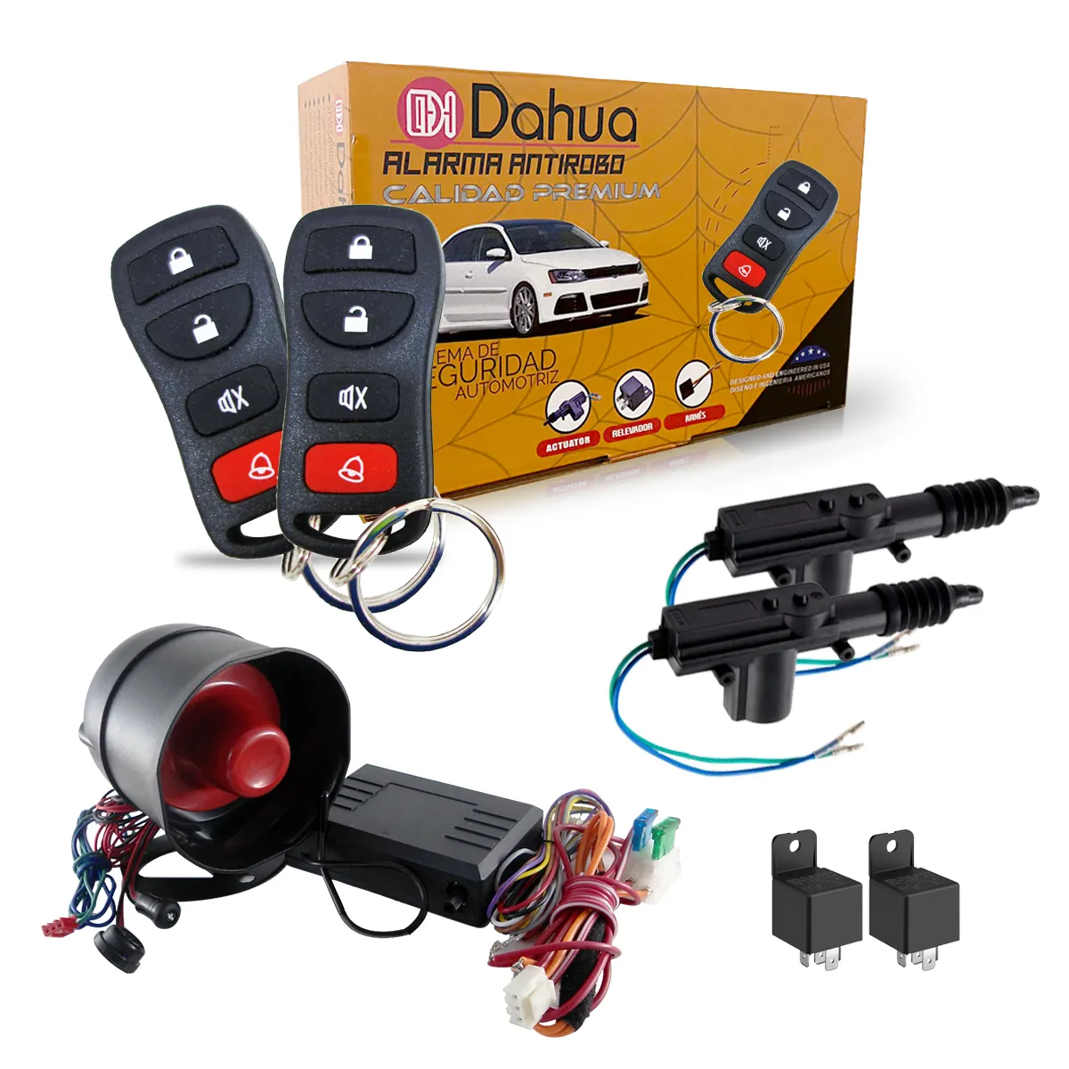 ALARMA  PLASTICO , REFORZADO DOS LLAVES 12V , 2 RELAY Y 2 SEGUROS ELECTRICOS