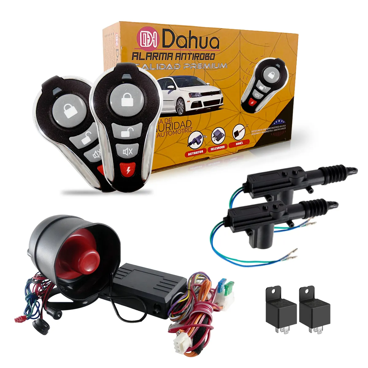 ALARMA  PLASTICO , REFORZADO DOS LLAVES 12V , 2 RELAY Y 2 SEGUROS ELECTRICOS