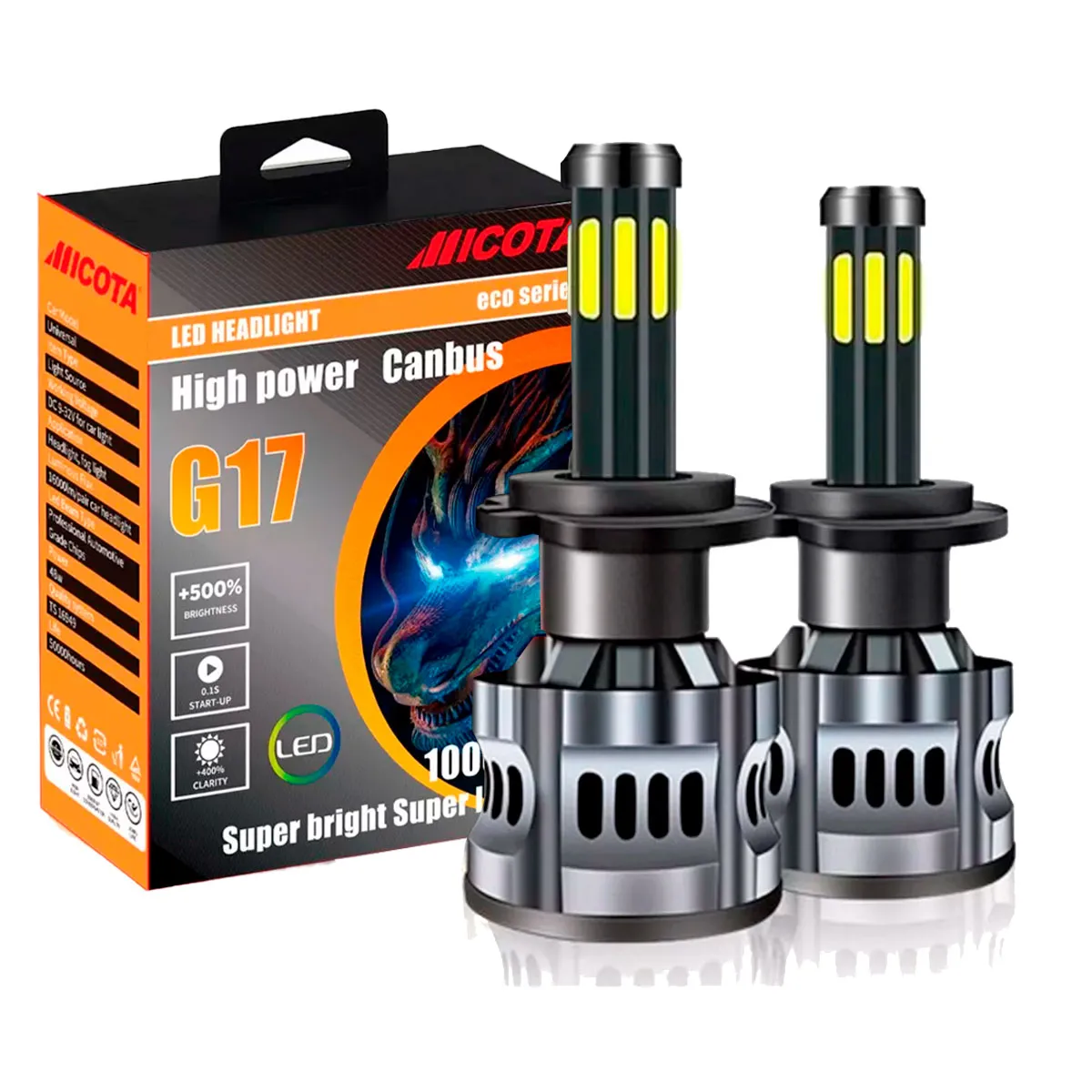 KIT DE LED G44-8;9005 9-32V 50W  6500K 5000lms ，LEDs:8LED(COB),With Fan 8sides;