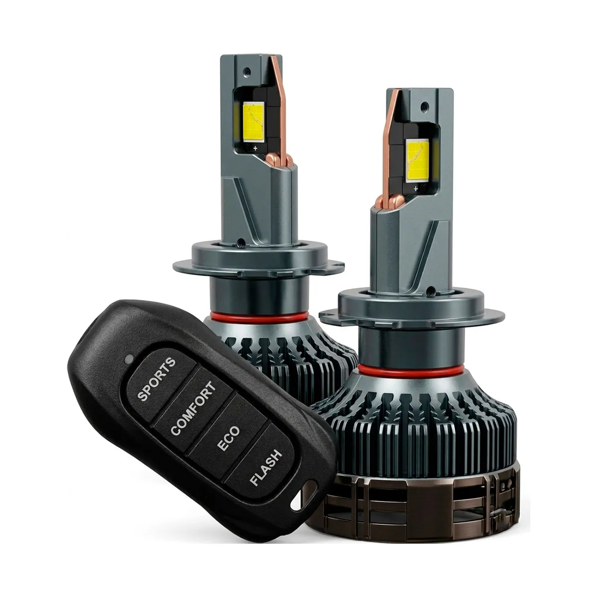 KIT DE LED G55S H4 lamp bulb: 4575 12-pin Voltage: DC 12V Color temperature: 3000K/4300K/6000K Remote control mode: Stable power of 55W/70W/100W with flashing effect