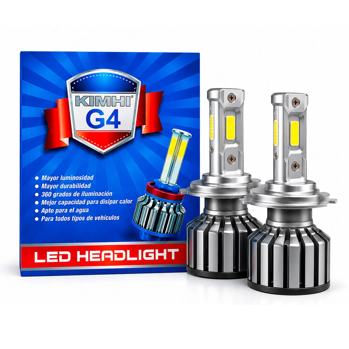 KIT DE LED G4;H4 12-24V 60W  6000K 6000lms ，LEDs:4LED(COB),With Fan 4sides,Hihg/Low;