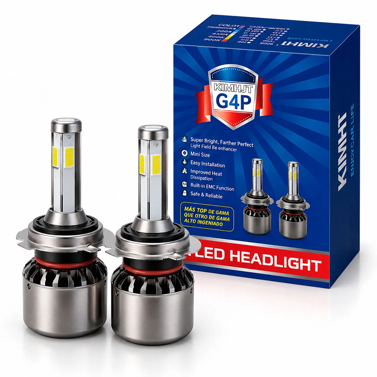 KIT DE LED G4P;9006 12-24V 60W  6000K 6000lms ，LEDs:4LED(COB),With Fan 4sides