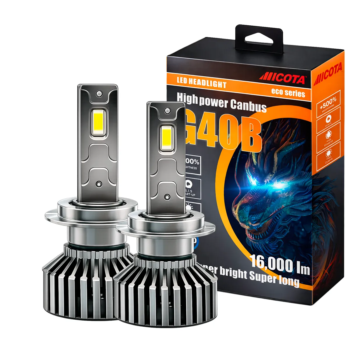 KIT DE LED G40B;H13   9-32V 120W 6500K 16000lms ，7035-55,With Fan 2sides;