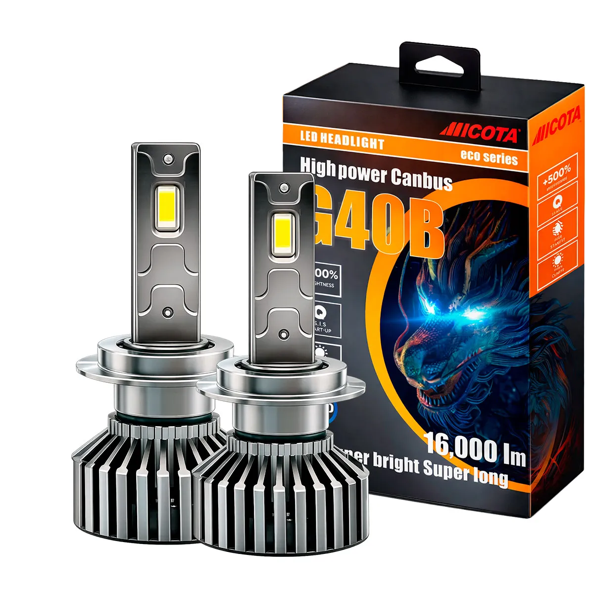 KIT DE LED G40B;H16   9-32V 120W 6500K 16000lms ，7035-68,With Fan 2sides;